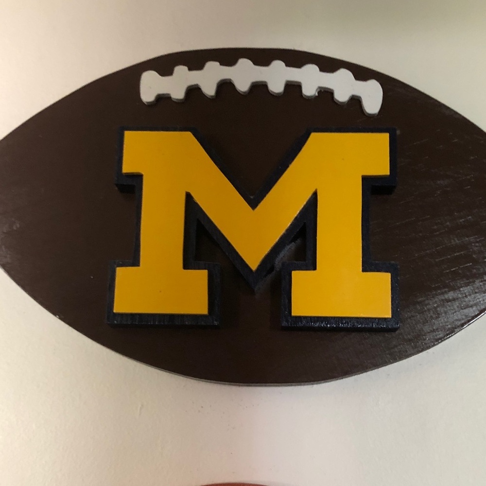 Yellow Block M Football Wall Decor - Home Wall Accent